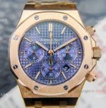Grade 1A Replica Audemars Piguet Royal Oak Chronograph Watch ETA7750 All Rose Gold Blue Dial